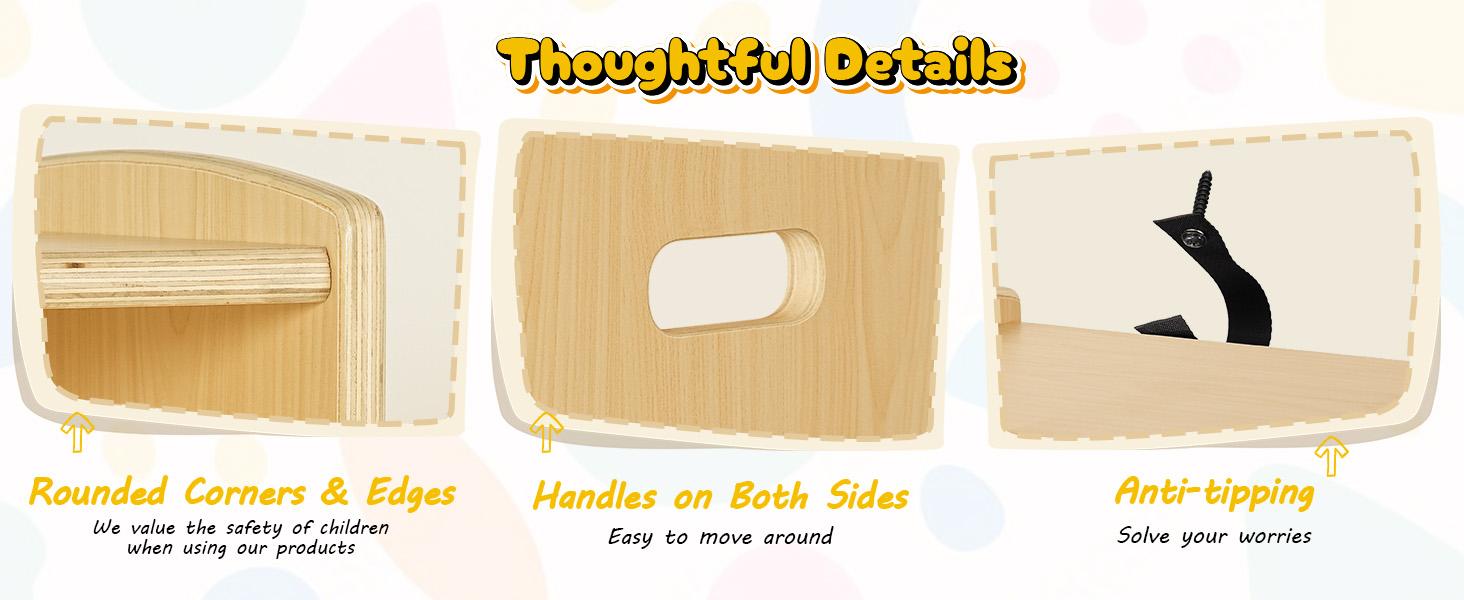 【SPRING GLOW UP】ONBRILL 2-Tier Wood Montessori Cabinet for Kids, Toddler Room Book Shelves Toy Organizers and Storage, Small Book Shelf Storage for Baby Children, Furniture of Classroom, Nursery, Playroom