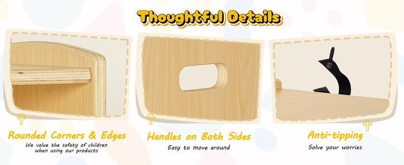 ONBRILL 2-Tier Wood Montessori Cabinet for Kids, Toddler Room Book Shelves Toy Organizers and Storage, Small Book Shelf Storage for Baby Children, Furniture of Classroom, Nursery, Playroom