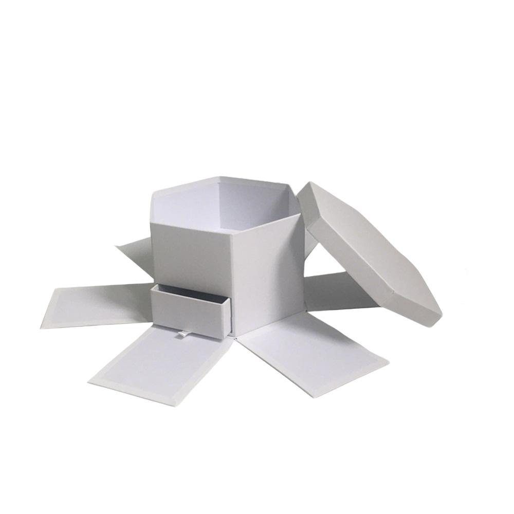 Hexagonal Flower Box with Drawer, Romantic Gift Box for Valentine's Day, Birthday, Wedding, Anniversary, Ceremony Occasion