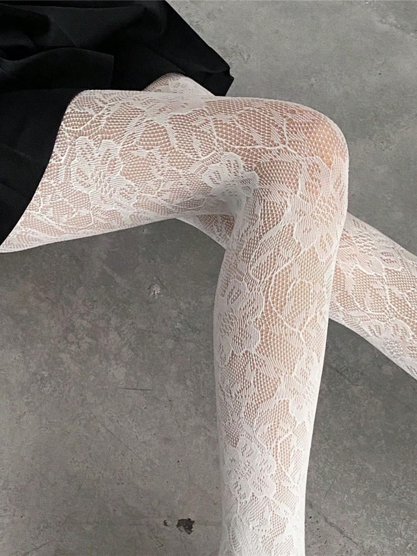 Women's Floral Mesh Pantyhose, Thin Embroidered Long Socks, Sweet Sexy Design, Comfortable Daily Wear, Suitable for Casual Occasions