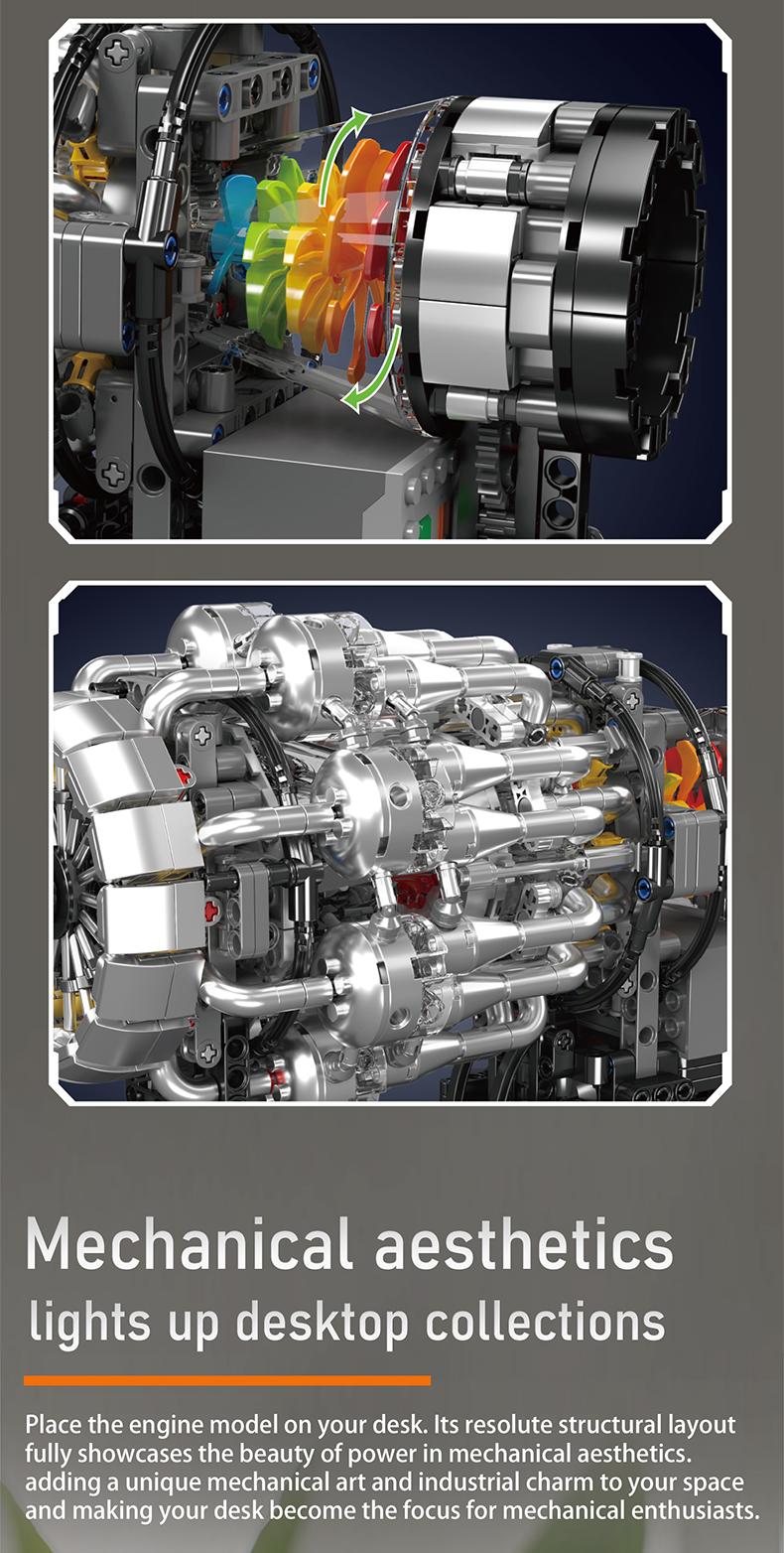 Mould King 10216 Turbine Engine Motor Model Building Block STEM Toy Display 1214 Pcs