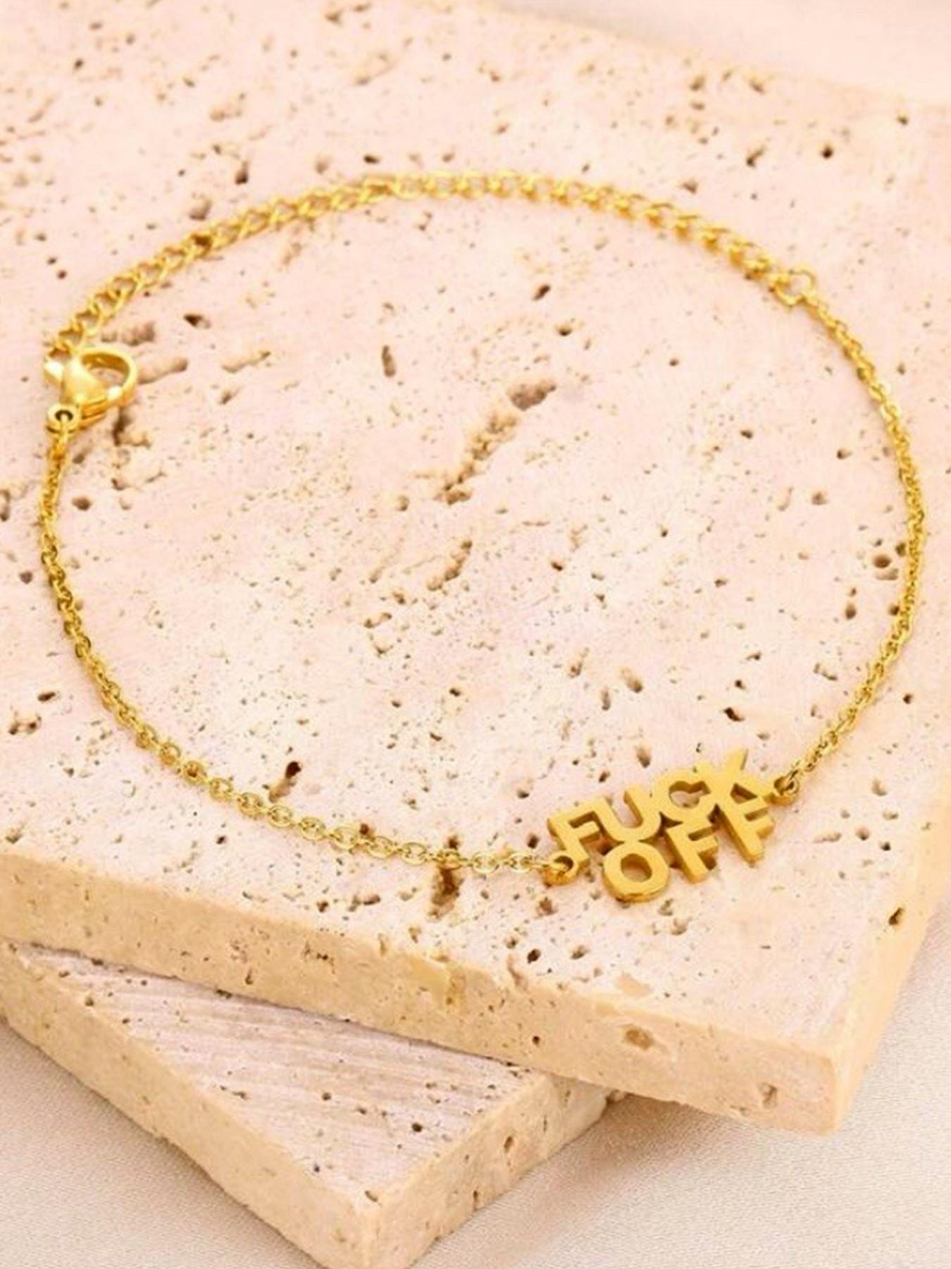 1 Pcs FUCK OFF Letter Anklets for Women Stainless Steel Summer Beach Leg Chain Ankle Bracelet Femme Fashion Waterproof Jewelry,Perfect Gifts for Birthday,Party,Wedding,Anniversary,Mother's Day,Vacation,Daily