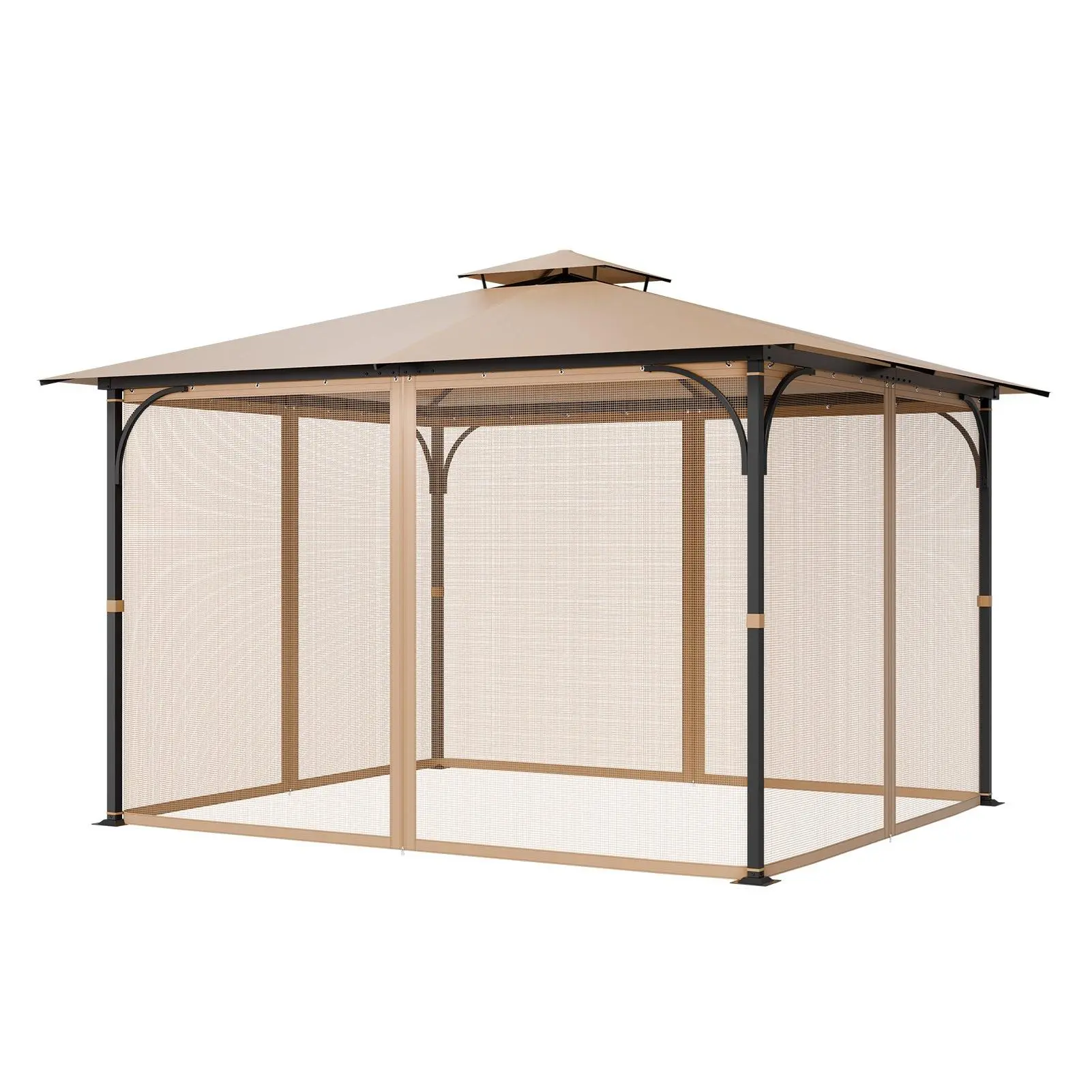 VEVOR Gazebo Netting Replacement, Fit Most 10x 12x 7.3 FT Gazebo, Outdoor Garden Gazebo Net, 4-Panel Sidewall Mesh Gazebo Curtain, Patio Midge Netting with Double Zipper, Canopy Screen (Netting Only)