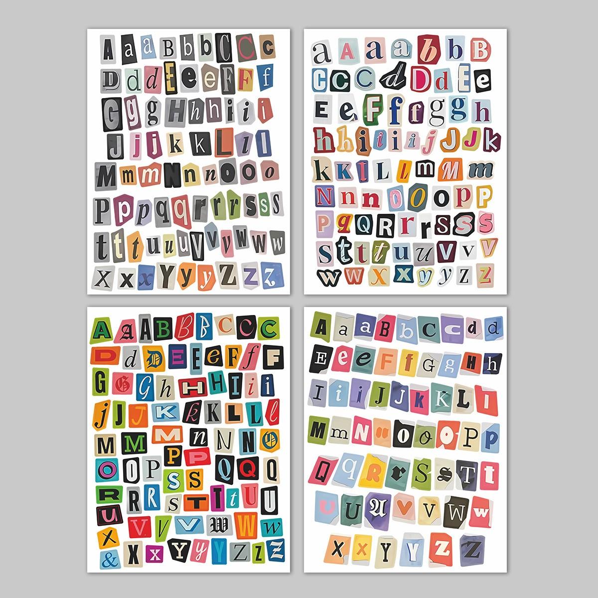 287 Piece Beautiful Alphabet Number Symbol Stickers, Vintage Decals for Diaries, Laptops, Phone Cases, DIY Crafts, Students, Teens