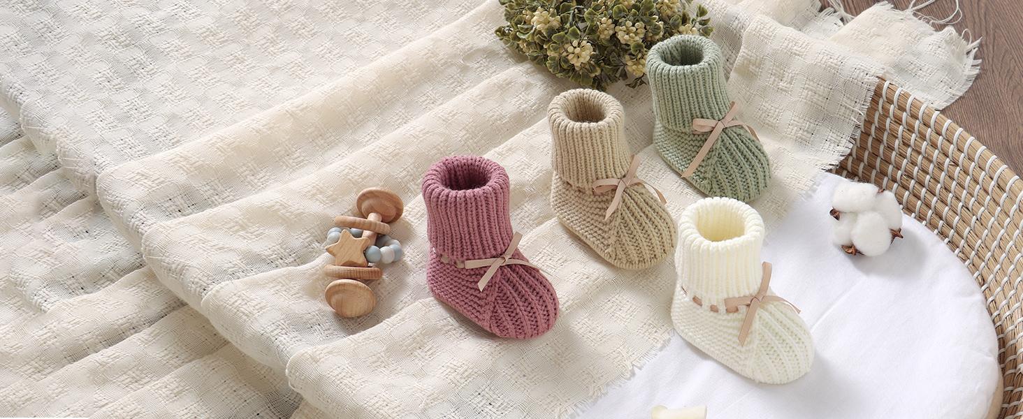Baby Booties Newborn Infant Sock Shoes Hand Knitting Crochet Boy and Girl Cozy Shoes