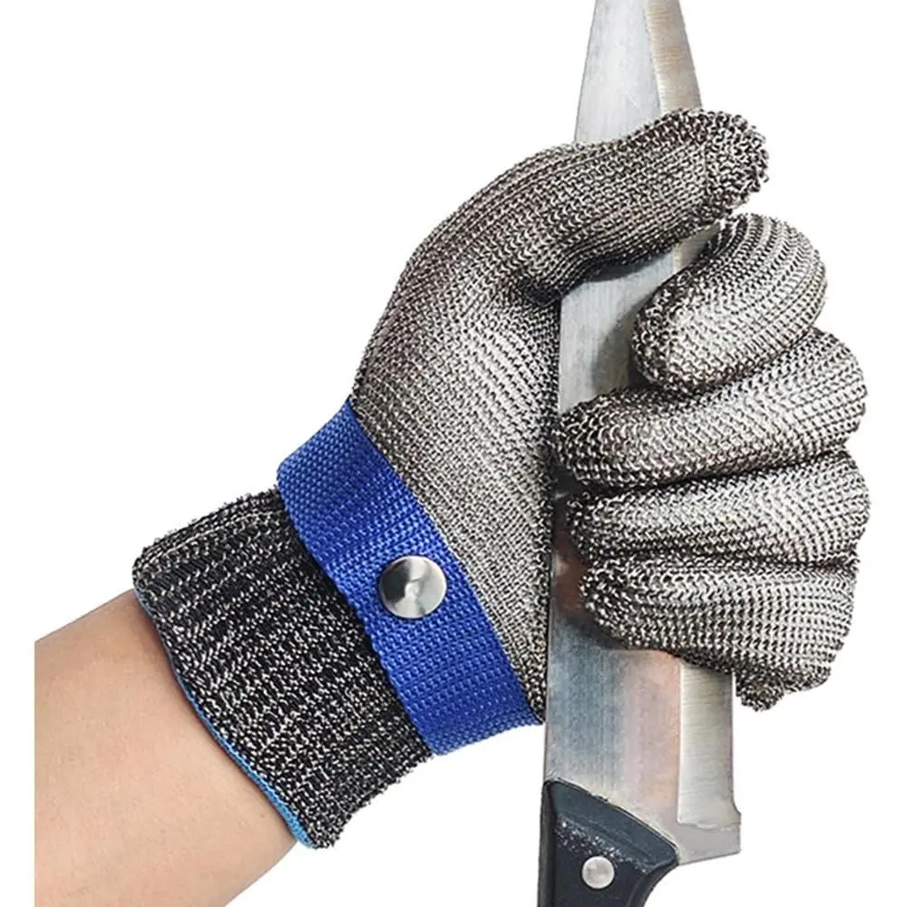 A9 Cut Resistant Gloves, Stainless Steel Metal Mesh Cut Glove for Oyster Shucking Butcher Mandolin Whittling Meat Fish Cutting Wood Carving Knife Proof L