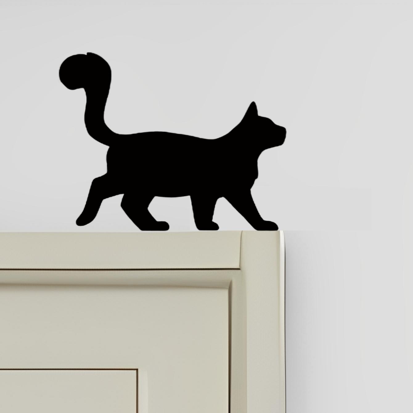 Wooden Walking Cat Door Frame Decor, Wall Art for Home Decoration, Irregular Shape Panel, Easy to Install, Perfect for Festive Decor