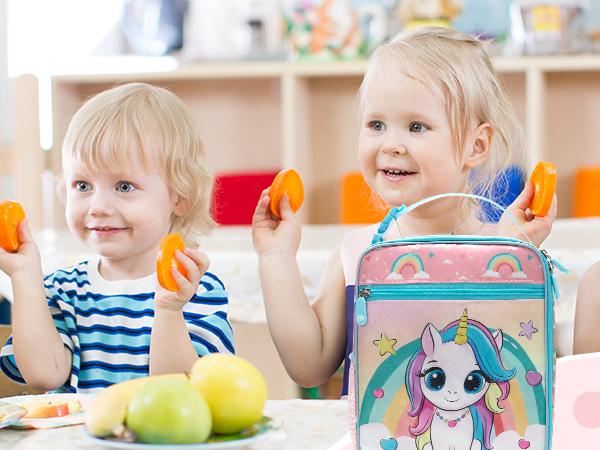 Mexs Kids Lunch Bag Reusable Insulated Lunch Box Girls Boys Portable Cooler Lunchbox for School