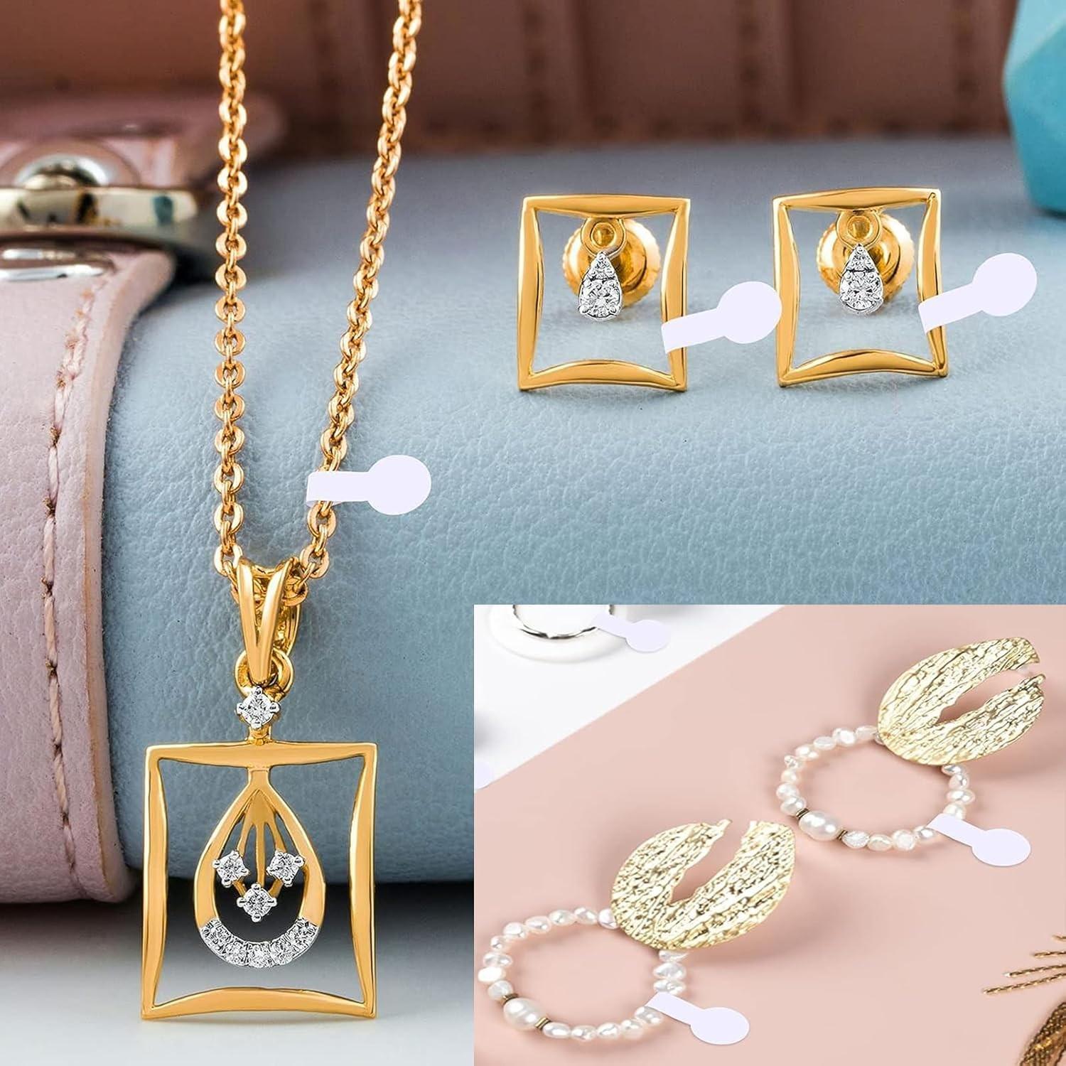 1000pcs Jewelry Price Tags, Blank Self-adhesive Jewelry Labels, Kraft Paper and White Retail Tags, Barbell Price Stickers for Small Business Merchandise, Suitable for Price Identification of Rings, Necklaces and Earrings