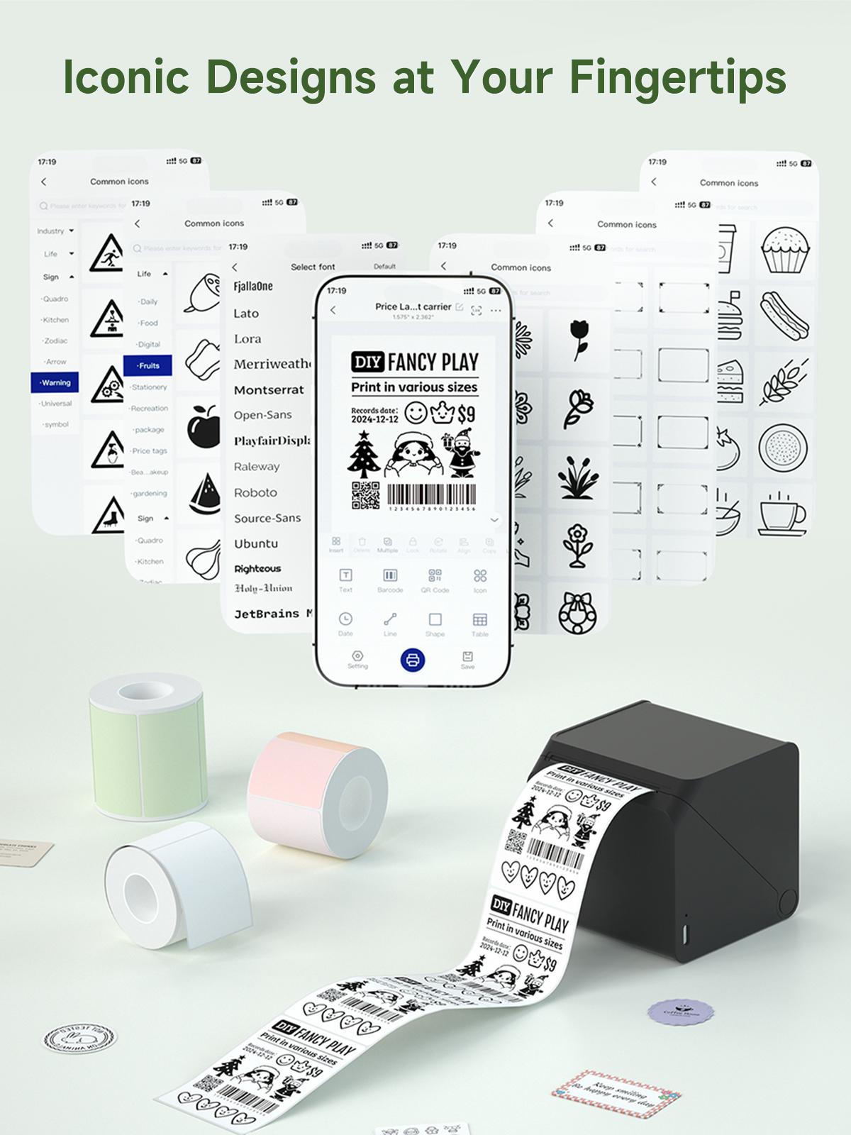 2-Inch Label Maker – Portable Bluetooth Thermal Printer, Mini Sticker Printer with Waterproof Tape for Small Business, Barcodes, Names, Addresses, Mailing, Apparel, School, Home, and Office