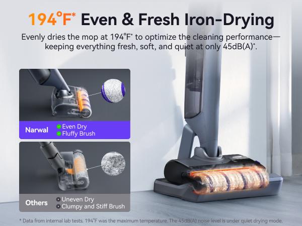 NARWAL S30 Pro Wet Dry Vacuum Cleaner with 20000Pa Suction, Cordless Vacuum Mop for Hard Floors, Tangle-Free Hair-Cutting, 180° Lie Flat, 194°F Self-Cleaning, Disposable Waste Bag, Edge Cleaning