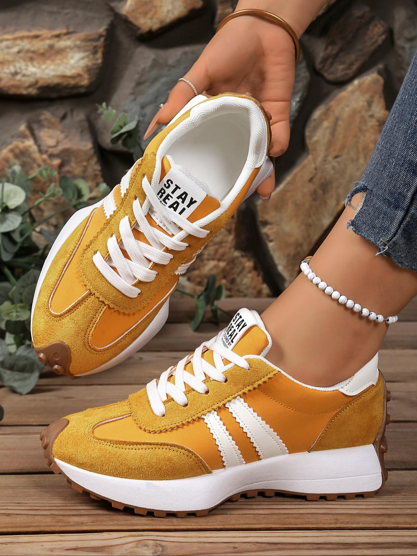 Women's Lightweight Lace-Up Sports Shoes, Breathable Cushioned Non-Slip Rubber Sole, Casual All-Season Low Top Sneakers