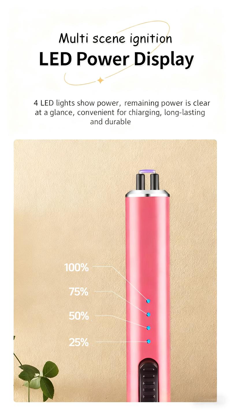 Igniter, electric igniter, rechargeable C-type igniter, arc igniter with LED battery display, flameless long-wick candle igniter, designed for barbecue and camping, Christmas gift, New Year gift