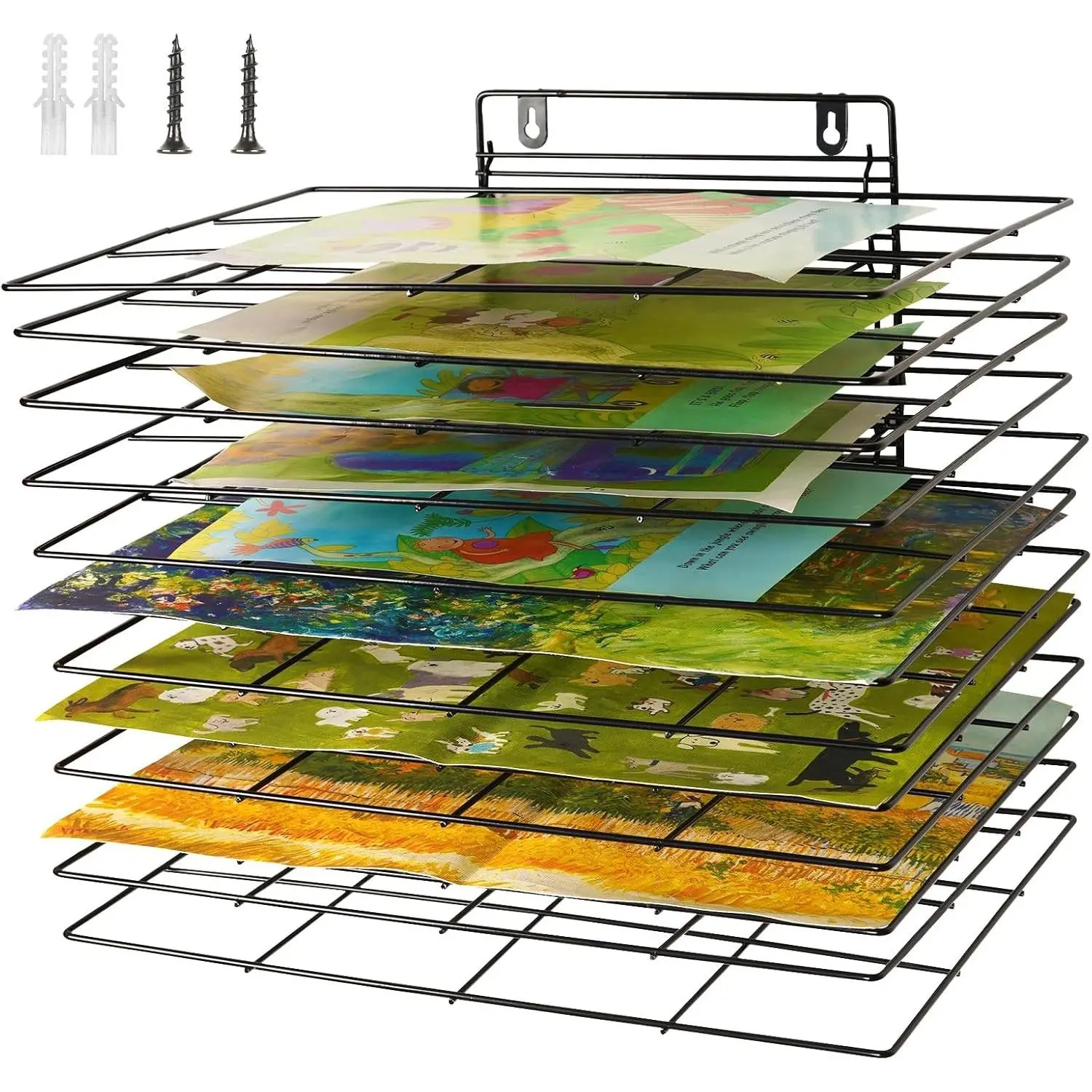 12 Shelves Art Drying Rack for Classroom, Paint Drying Rack, Black | Drying Rack Classroom, Wall Art Storage Rack, Removable Shelves for Classrooms and Art Studios