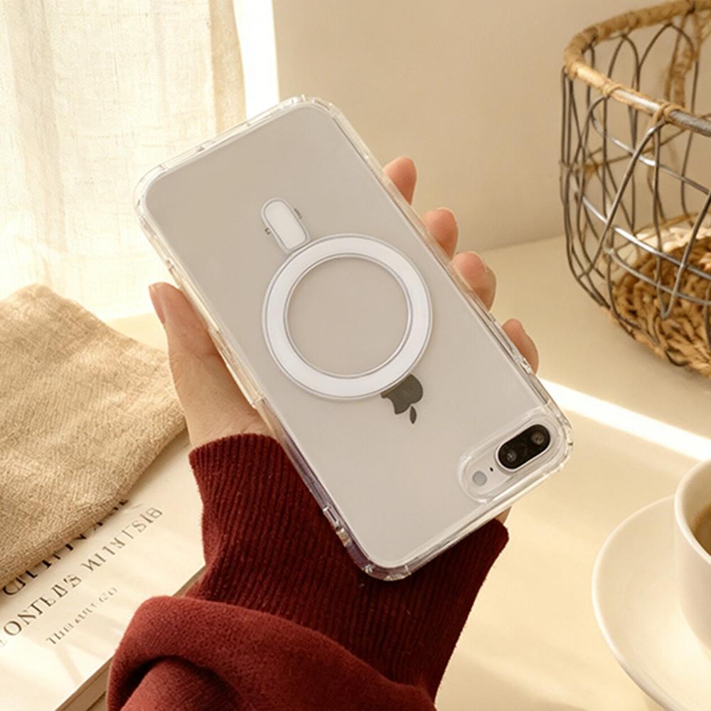 For iPhone 7 8 SE2 SE3 7Plus 8Plus Hard Acrylic Protective Cover Magnetic Wireless Charge Clear Protector Case