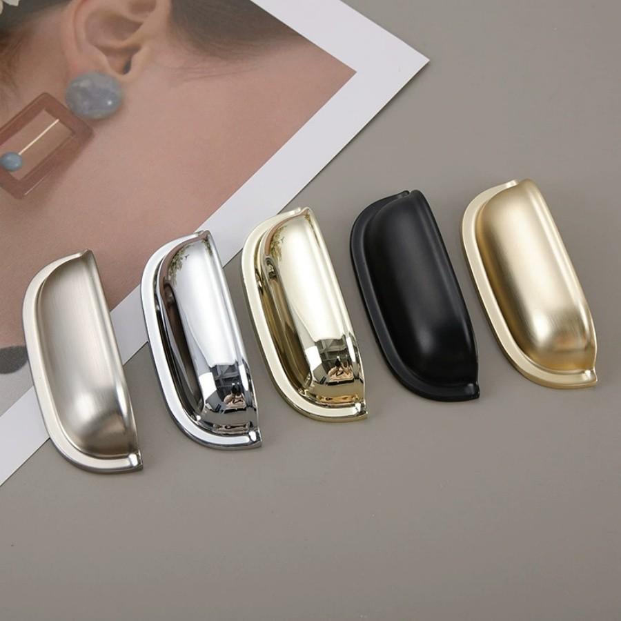Luxury Shell Pulls Handle Solid Zinc alloy Semicircle Cabinet Handles American Wardrobe Drawer Knobs Kitchen Furniture Handles
