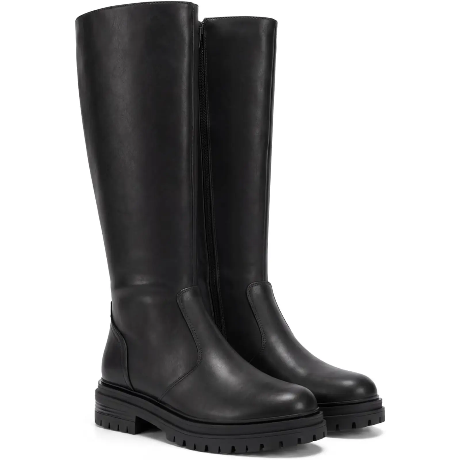 Coutgo Womens Knee High Boots Platform Chunky Heel Lug Sole Dress Boots | 1.8-inch Low Block Heel,Round Toe,Fall Winter,Dressy Casual,Side Zipper,Riding Boots,Long Boots,Tall Boots sohochic
