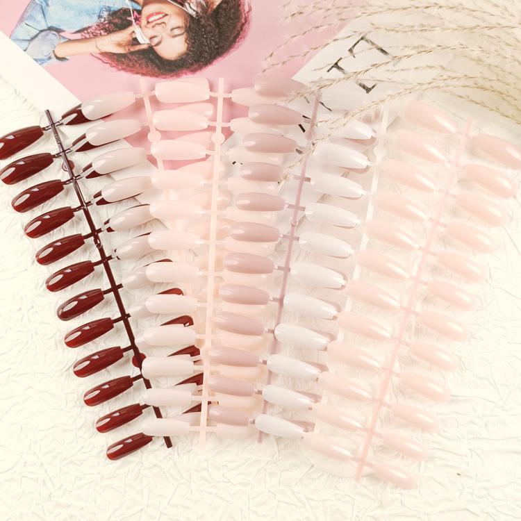 Extra-long trapezoidal fake nail patches, uncoated UV nail tips, 24-piece set of solid color press-on nails, Red Press on Nails Glossy Almond Shape Fake Nails Valentines Day Nails for Women