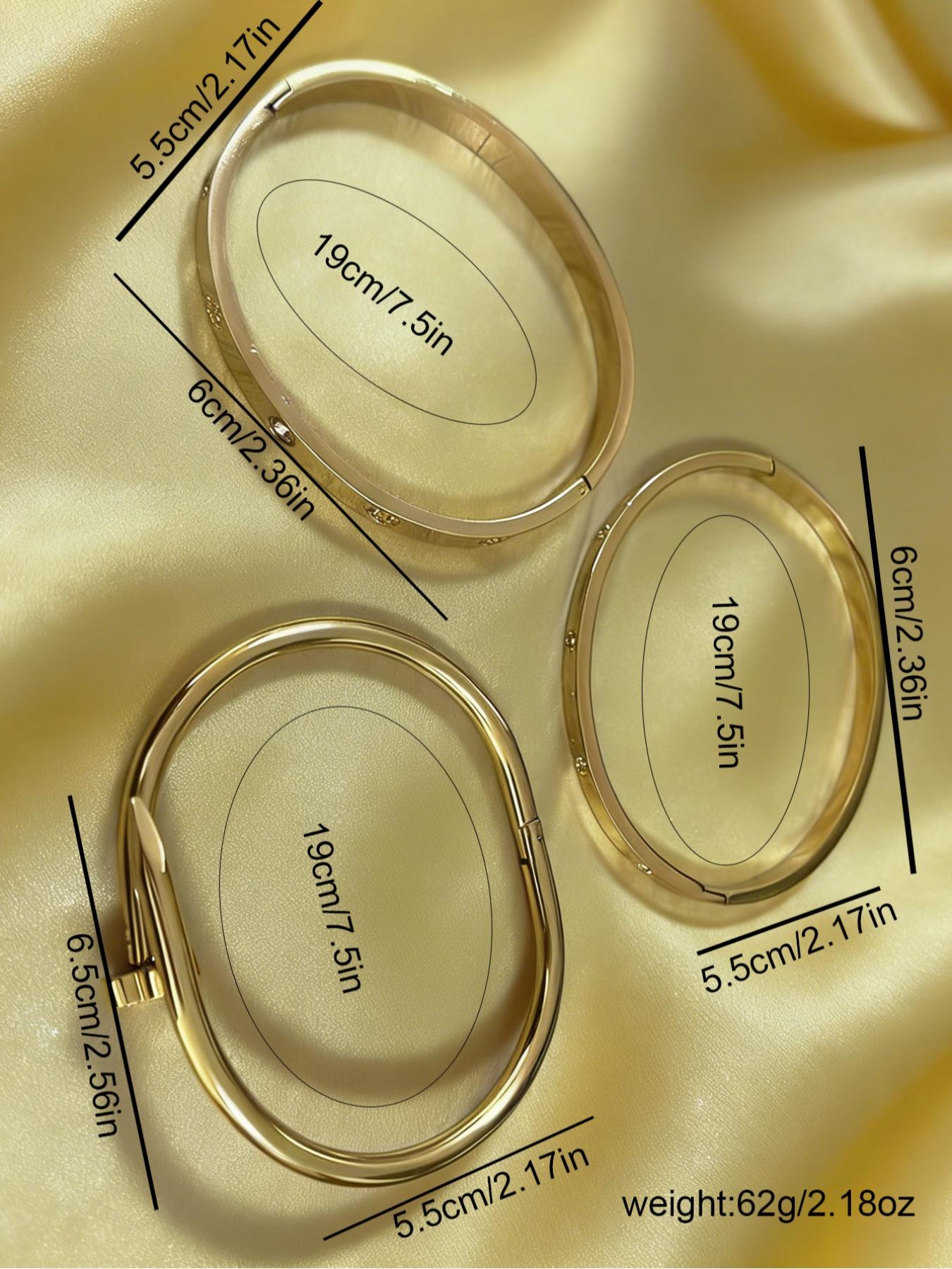 3 Pcs 18K Gold-Plated Stainless Steel High Quality Bracelet, Stackable Bracelets, Luxurious Cubic Zirconia Exquisite Trendy Bracelet, Suitable for Daily Wear and Women's Gatherings, Wedding Jewelry Gifts for Women and Girls