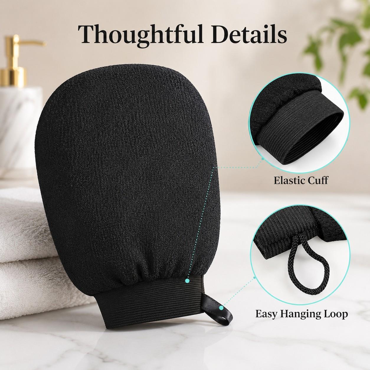 Double-Sided Exfoliating Bath Gloves, Thickened Cleaning Shower Gloves, Back Scrubber for Home Use, Pair of Bath Accessories, Body Exfoliating