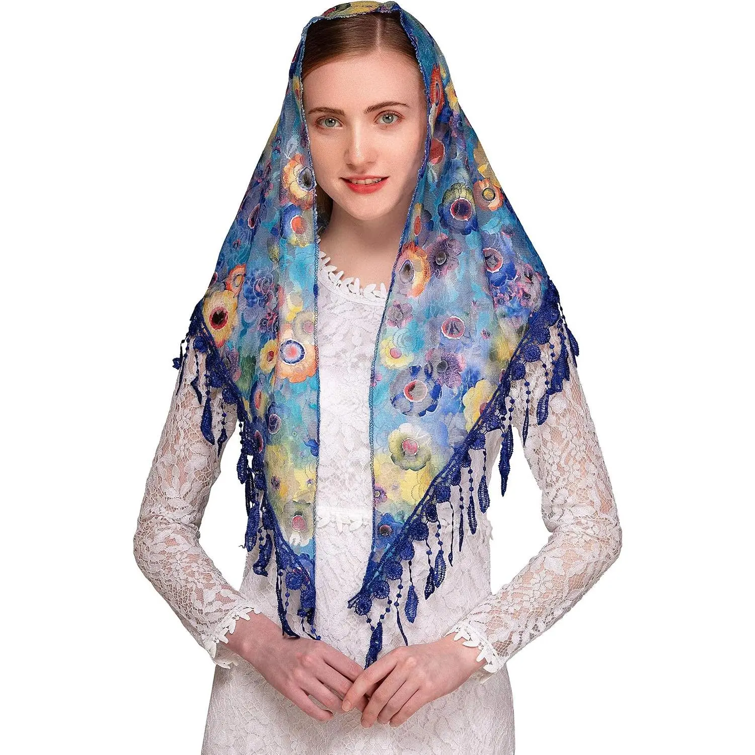 Mass Veil Triangle Mantilla Cathedral  Covering Chapel Veil Lace Shawl Latin Scarf