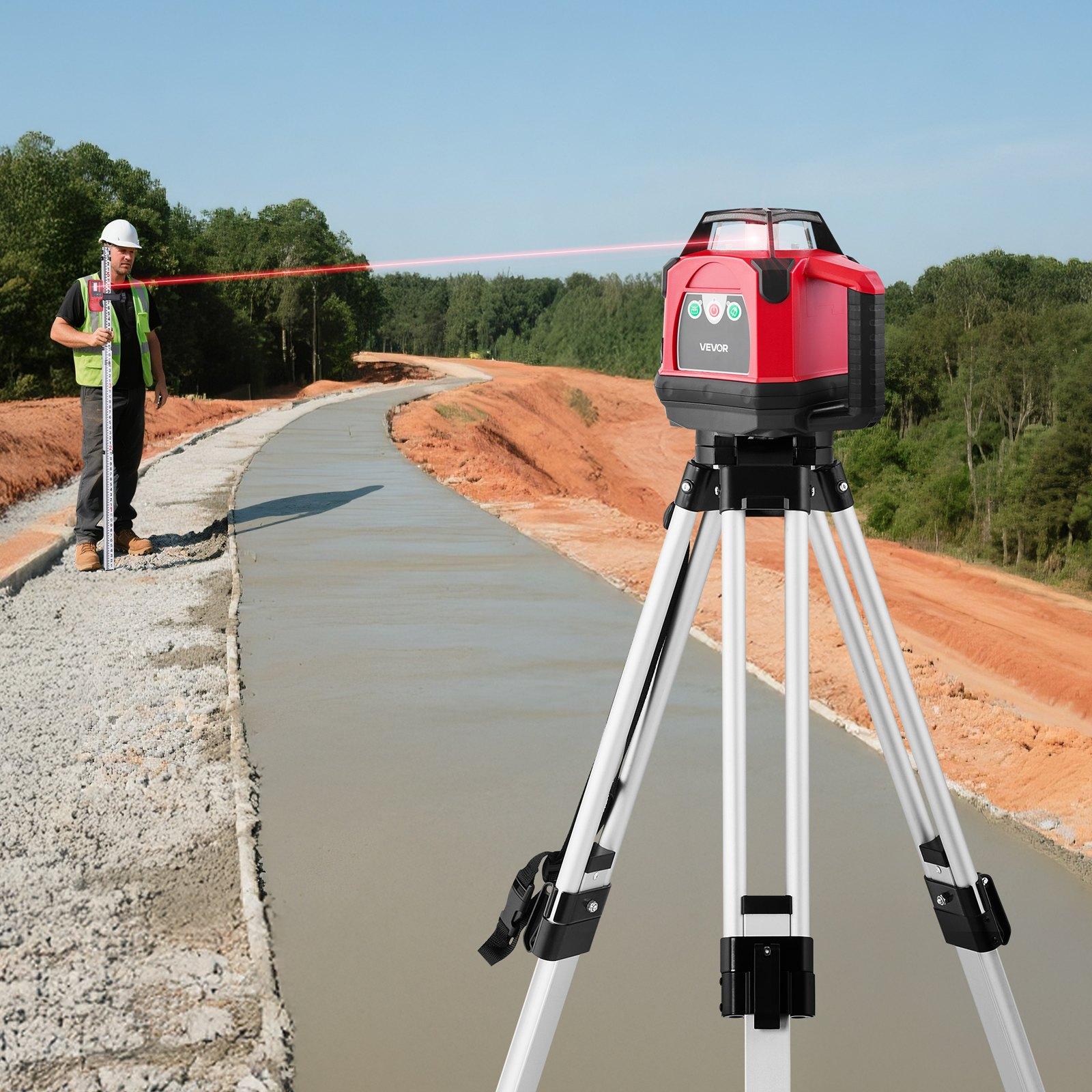VEVOR Self-Leveling Rotary Laser Level Complete Kit, 1650ft 360-Degree Red Horizontal Laser Transit, Includes Heavy-Duty Tripod, Receiver, Remote Control, Toolcase, IP54 Waterproof, 0.06 in/100 ft for Construction, Includes Tripod