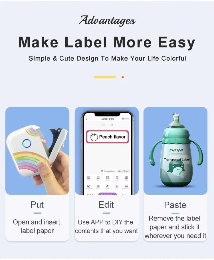 Portable Label Maker with Box, Mini Wireless Rechargeable Printer, Bluetooth-compatible Connected Phone, Includes 1 Roll Sticker, Thermal Printer, Inkless Label Printer