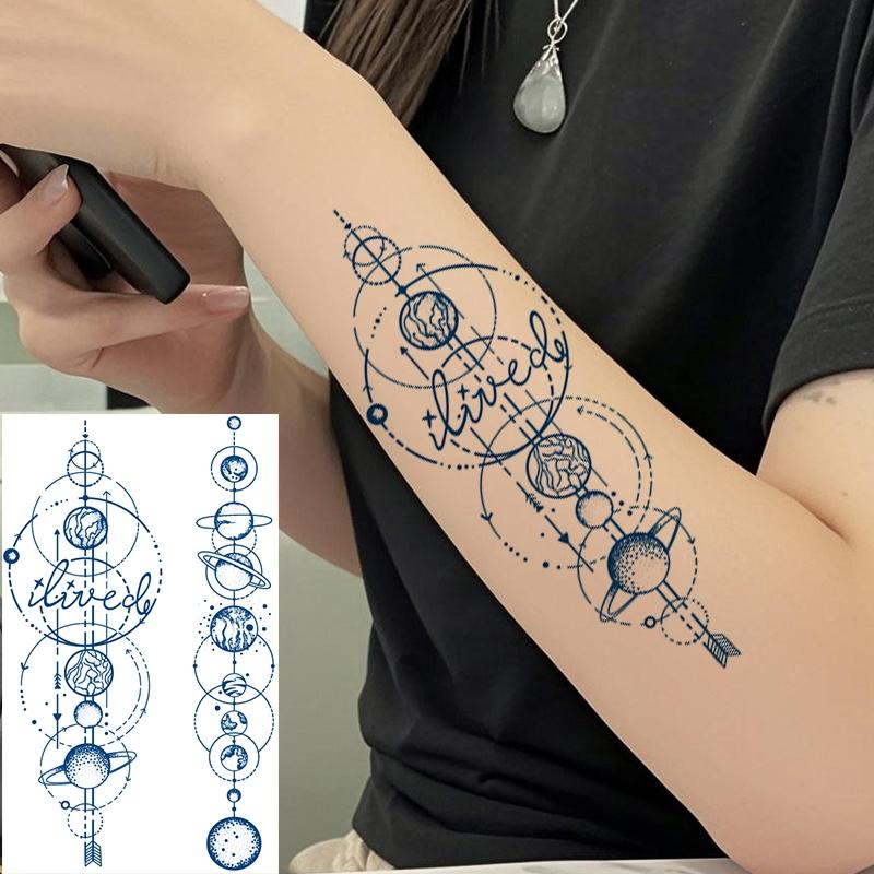 Revolutionary Semi-Permanent Galaxy Temporary Tattoo Stickers, Waterproof Long-Lasting Solar System Design, Realistic Plant Formula, Unisex