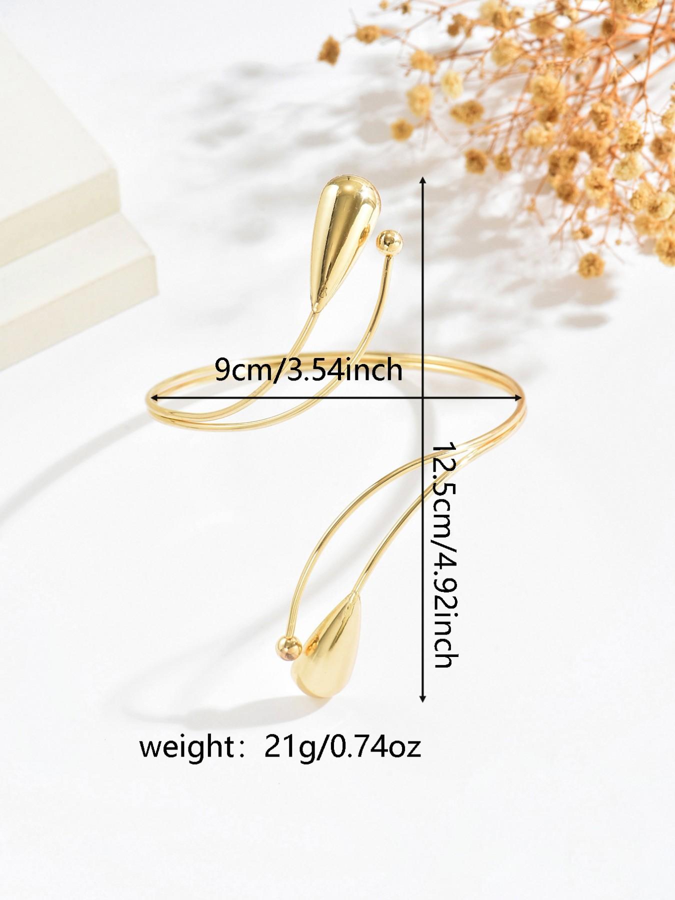 1 Pc Bohemian Vintage-Style Arm Cuff/Armband: Unique, Irregular Teardrop Open Design with Adjustable Fit. Suitable for Women—Perfect for Daily Wear, Vacations, Parties, Proms, Music Festivals, Banquets, and Weddings.