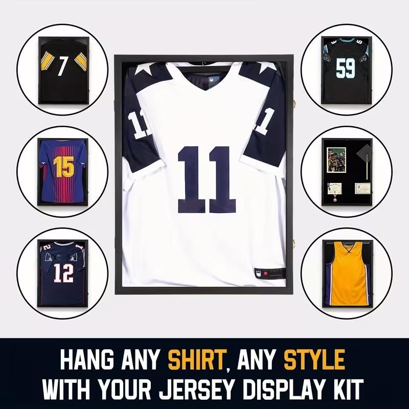 18x14 sports jersey display case, black, white, brown optional, heavy-duty frame secures signed jerseys, transparent display highlights collection beauty, wall-mount easy, top choice for fans and collectors