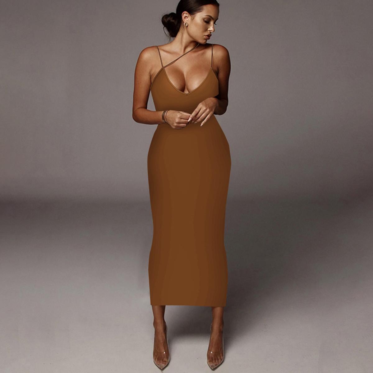 Women's All Over Leopard Print Asymmetrical Cami Dress, Elegant Sleeveless Spaghetti Strap Bodycon Dress for Party Club Night Out, Fashion Chic Sundress, Ladies Summer Clothes, Midi Dress, Womenswear (Light&thin fabic）