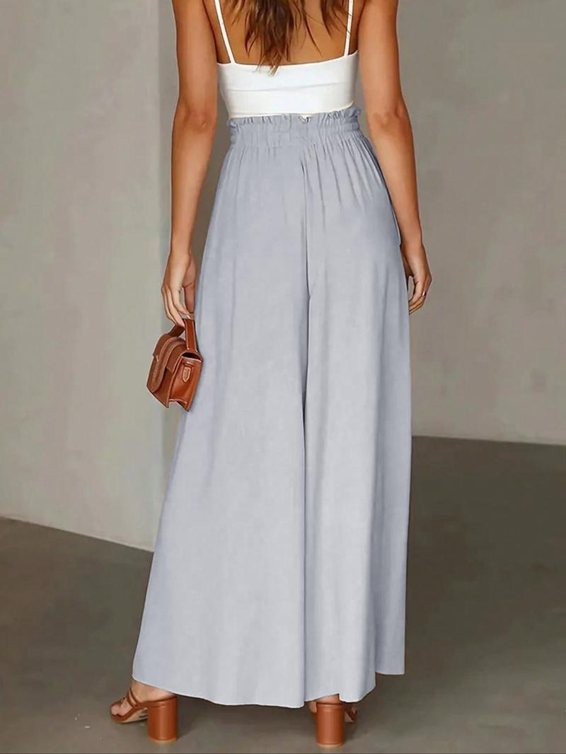 Women's Wide Leg Pants, Casual Loose Fit High Waist Drawstring Palazzo Trousers with Pockets, All Season Comfortable Design 2026