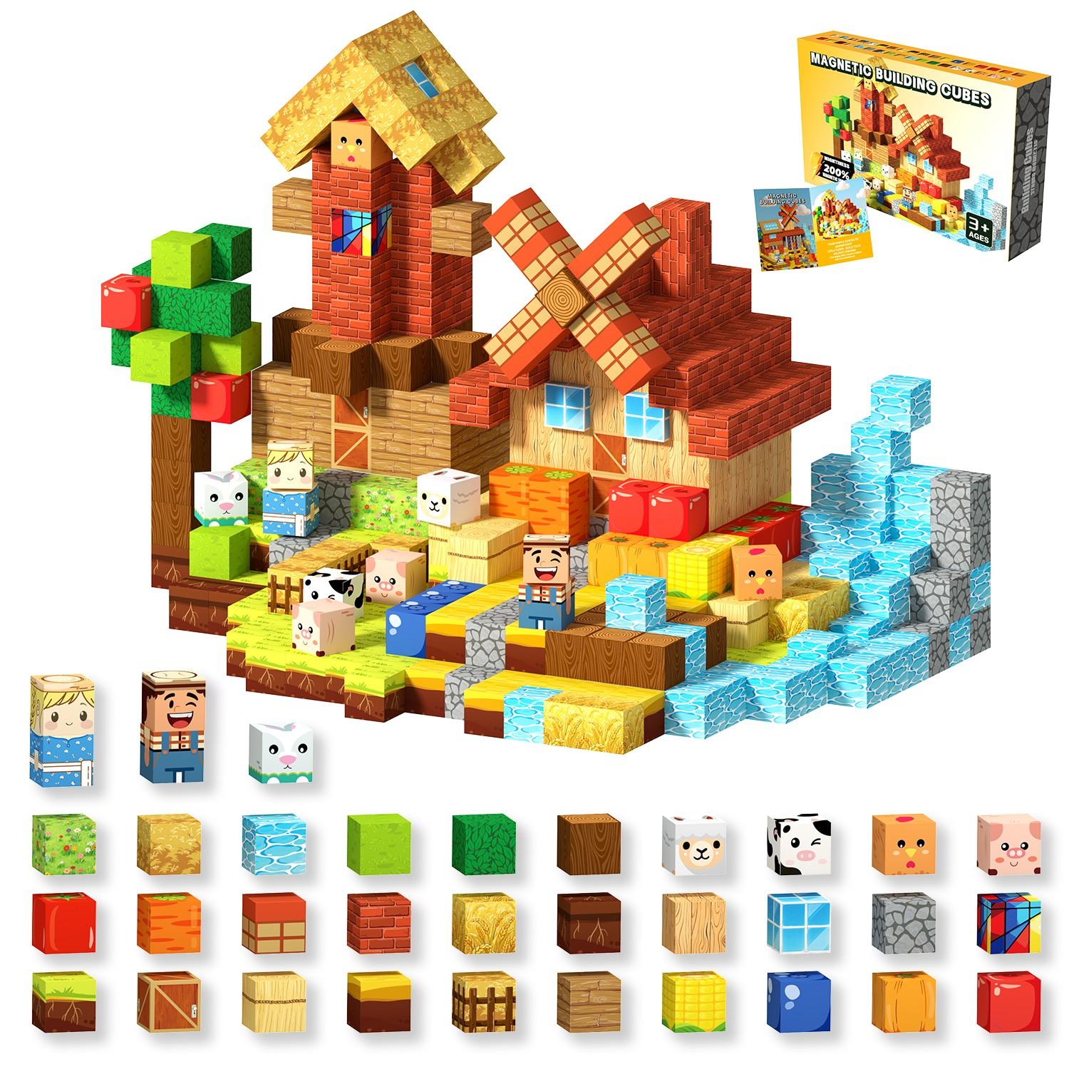 Stem Montessori Magnetic Building Blocks Set, Cognitive Development & Balance Training, Fine Motor Skills, Non-Toxic, Early Learning Gift for Kids Aged 3+