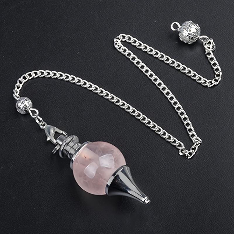 4Pcs/Set Natural Crystal Agate Sphere Pendulum Pendants, Detachable 3-Piece Hanging Chain Set, Divination Dowsing Tool, Yoga Meditation Jewelry Gift for Spiritual Lovers