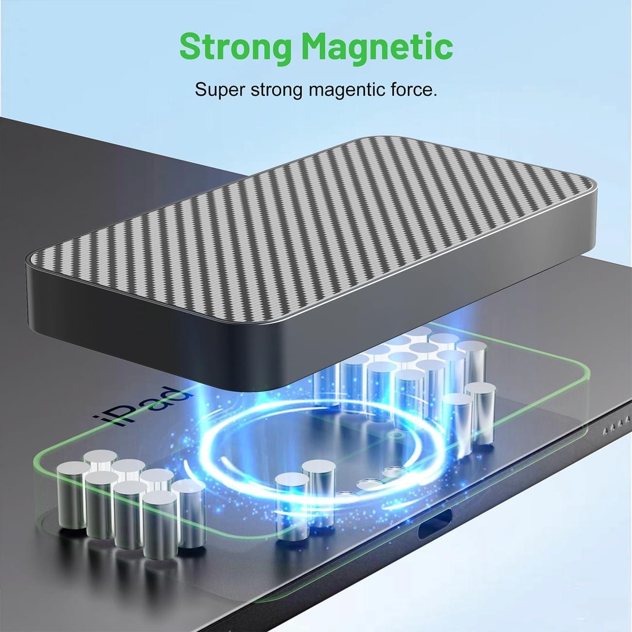 Magnetic Wireless Charger for iPad Pro (1/2/3/4/th)&ipad Air 10.9inch (4/5th ) &ipad Air 11inch (M2/M3) ONLY, Portable Fast Charger, 18W Fast Charging Smart Connector Charger, Aluminum Alloy Wireless Charging Pad with USB-C Cord Cable