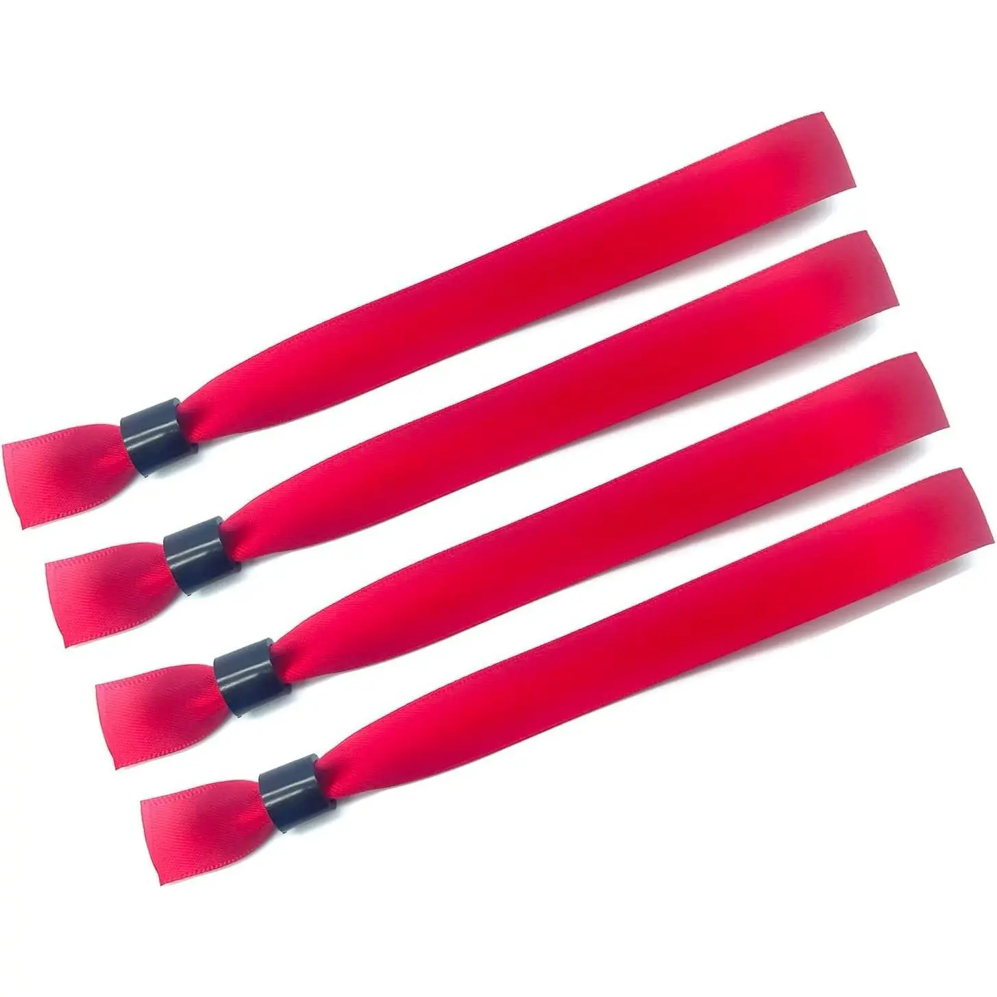 Red Cloth Satin Bracelets (100-Pack) - 13.78in x 0.59in Colorful Wristbands for Events, Concerts, Light