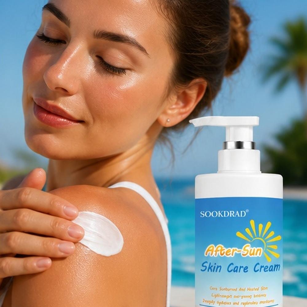 After-Sun Skin Care Cream, care sunburned and heated skin, lightweight non-greasy texture, deeply hydrates and replenishes moisture, 300ml/10.14fl oz