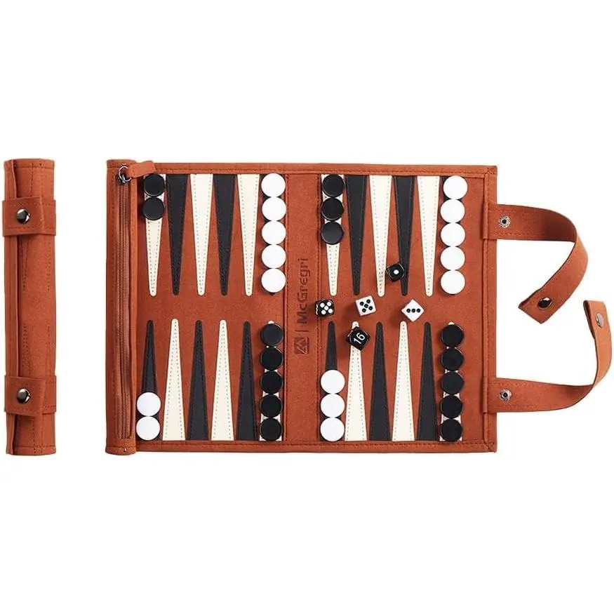 Portable Roll Up Backgammon Game Set Travel Board Games for Companion Multiple Colors