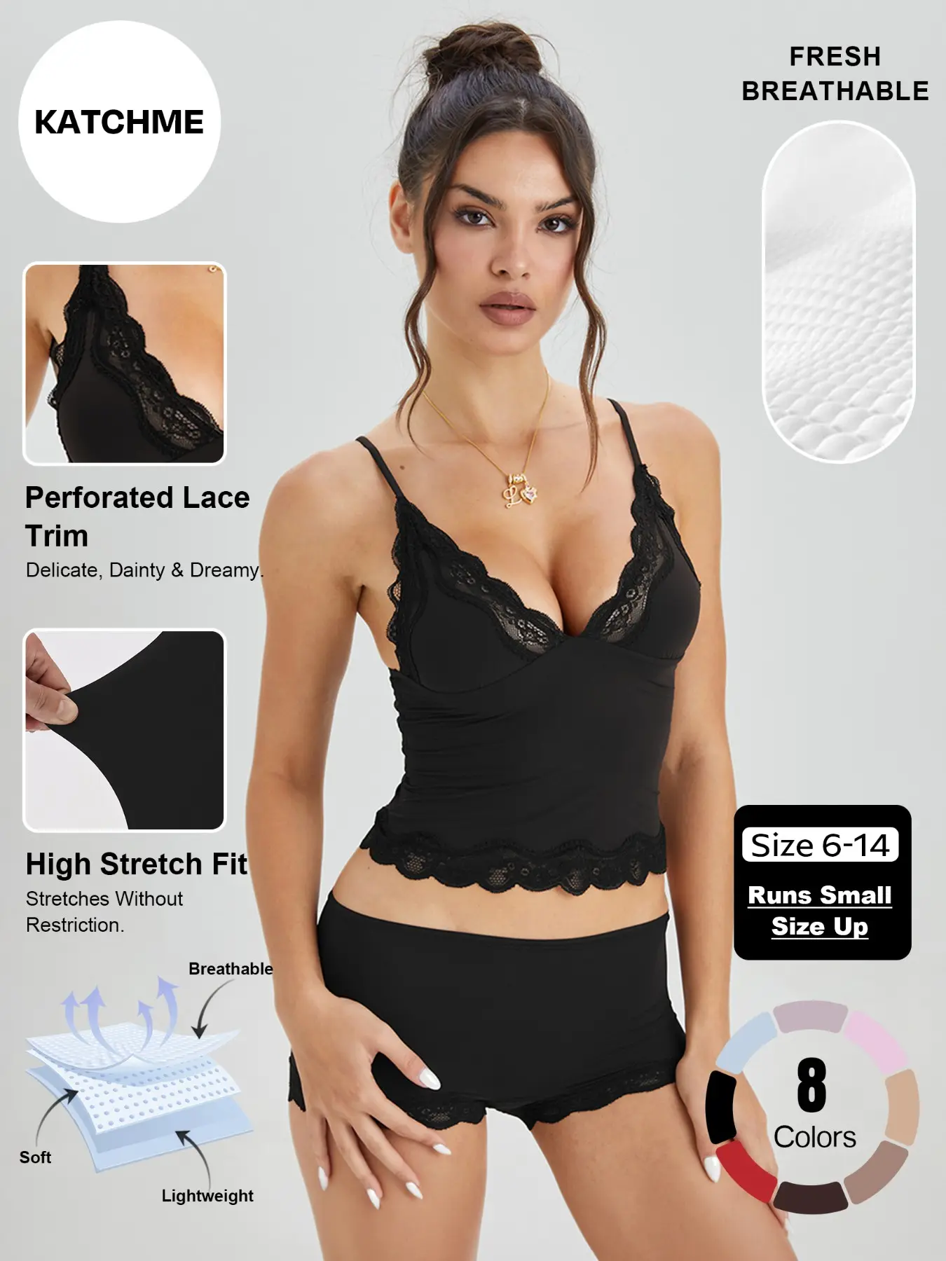 Sexy Lace Deep V Wireless Bra Set, Fashionable Spaghetti Strap Top, Comfortable Soft Feminine Undergarment, Stylish Women's Lingerie