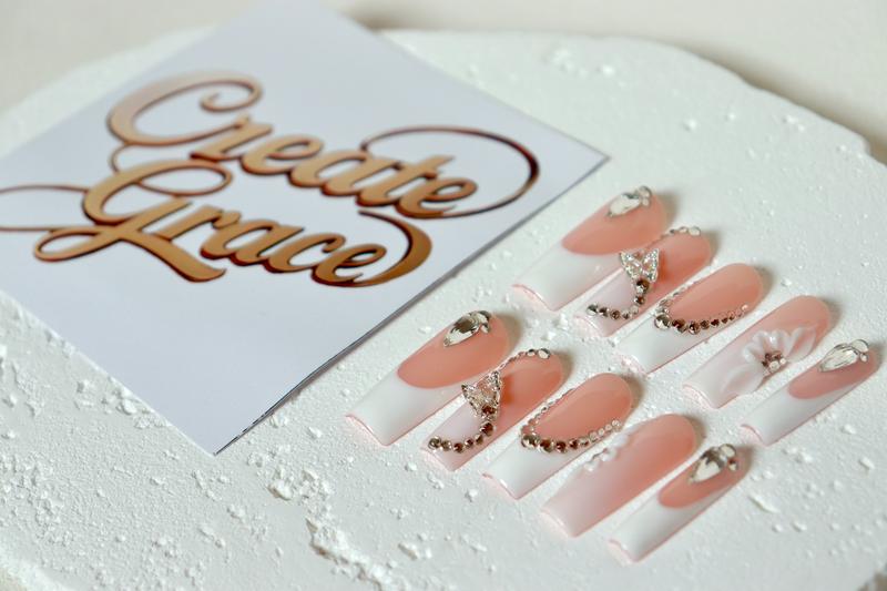 Create Grace French Paris Square Collection hand drawn 10PCS Handmade PressOn Nails REUSABLE Gel/Acrylic  2025