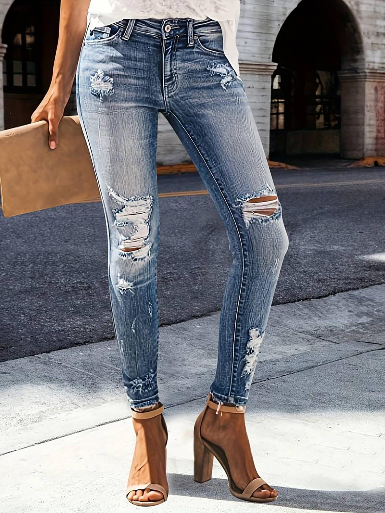 New Women's Denim Jeans Nine-Quarter Casual Ladies Ripped Jeans Trendy Comfortable High-Quality Female Jean Pants