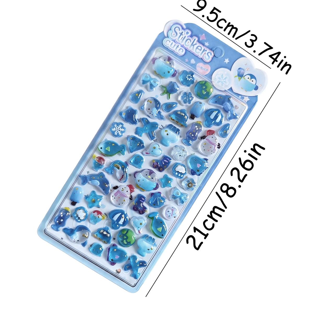 Cartoon 3D Embossed Crystal Sticker, Mixed Color Resin Self-Adhesive Decal, DIY Decoration for Journals, Phone Cases, Notebooks, Semi-Bulk Gifts, Mobile Phone Accessory, Cellphone Accessory