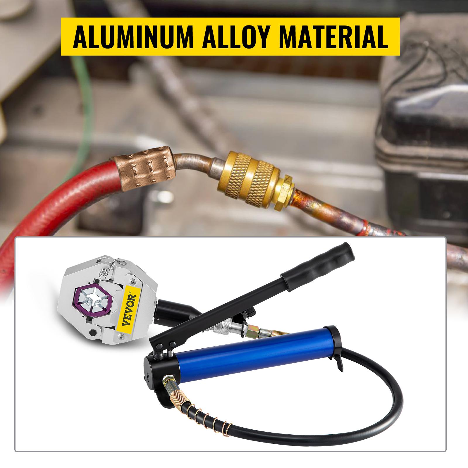 VEVOR Manually Operated AC Hose Crimper FS-7842B Separable Hydraulic Hose Crimper Kit Manual Piston Valve For Aluminum Pump Air Conditioning Repair with 7 Dies Whole Set Handheld AC Hose