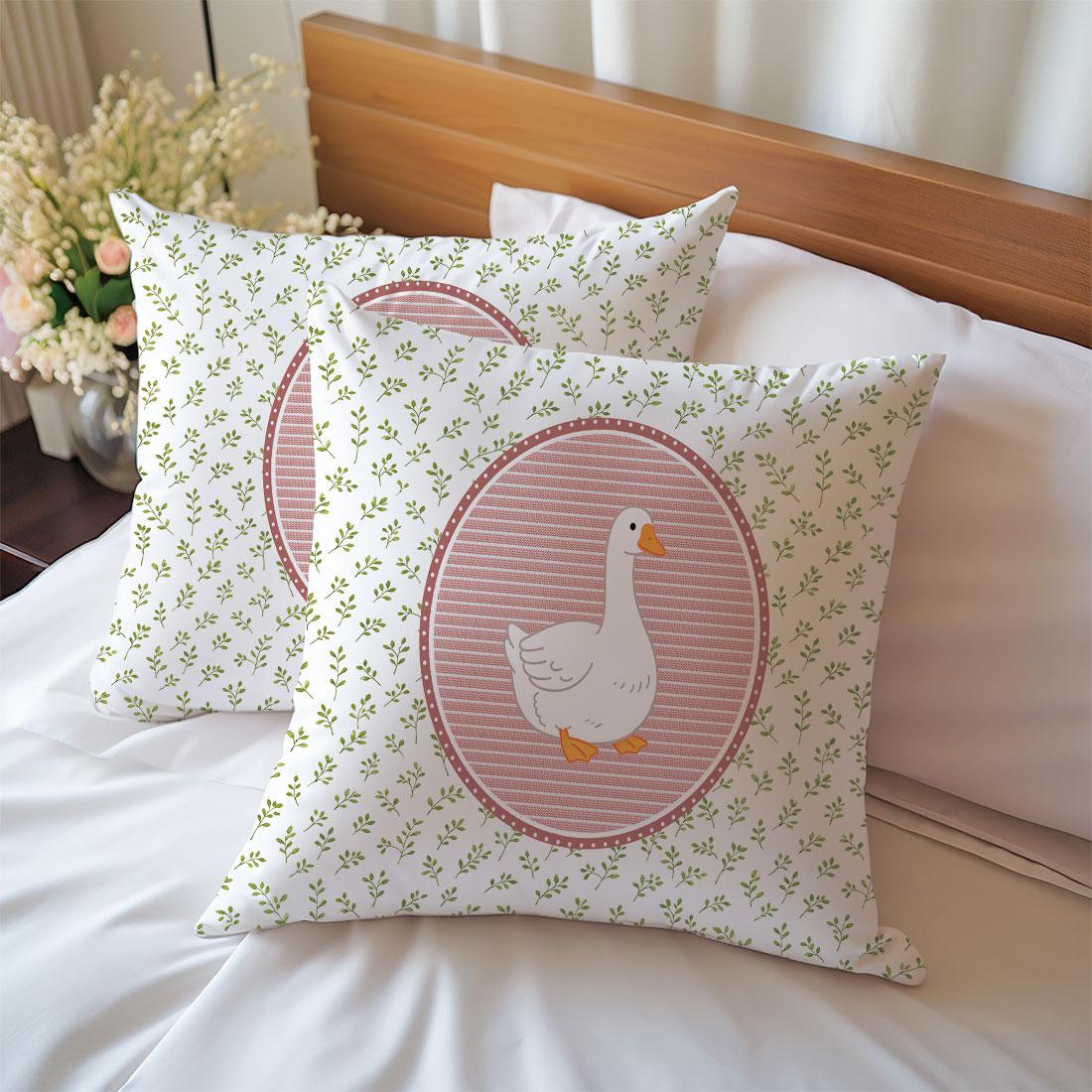 2-Pack Rural Style Duck and Plant Pattern Pillow Covers, Single-Sided Print, Simple Home Decor for Living Room Bedroom, No Insert Included