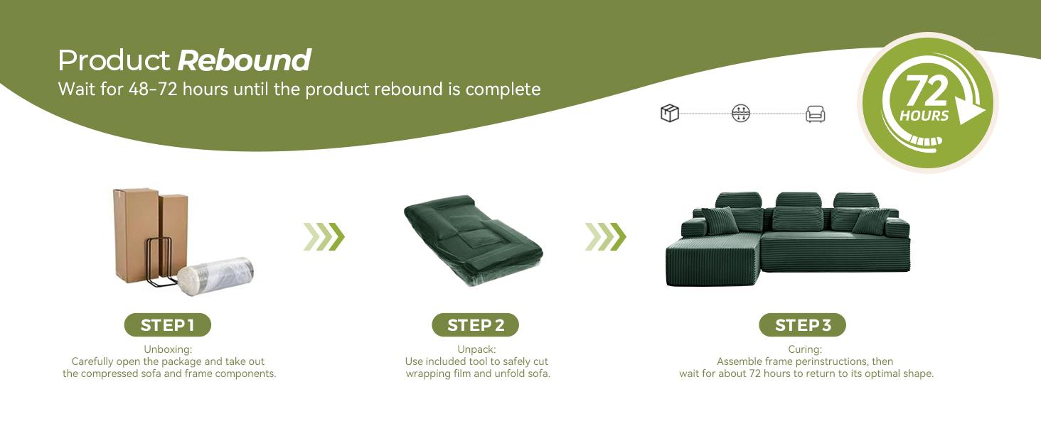 【2 Packages Shipping】104" Modular Sectional Couch with Chaise, L-Shape Oversized Cloud sofa Couch,Corduroy Cloud Velvet Boneless Couch for Living Room, Sofa in A Box, No Assembly Required