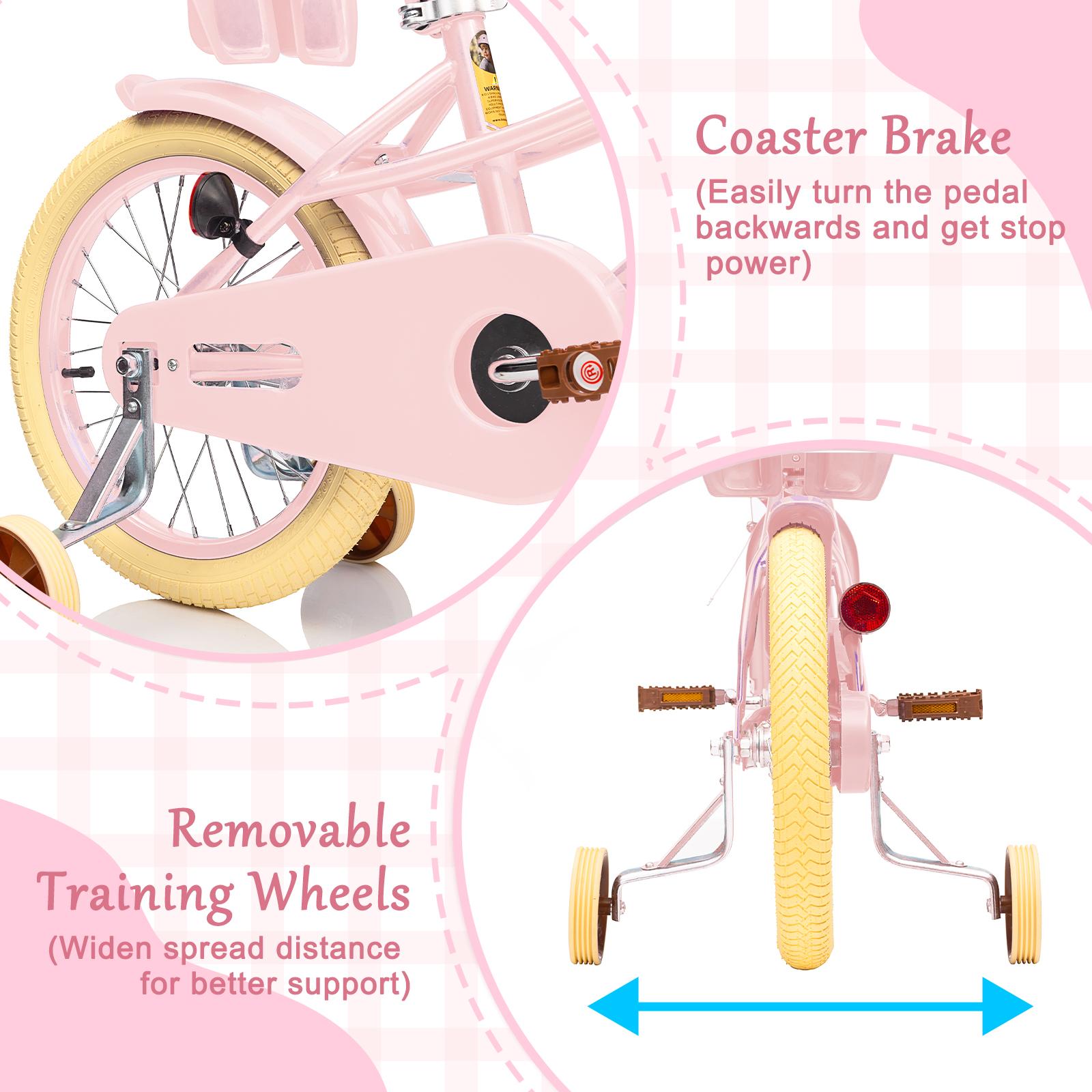 KORIMEFA Bike Toddlers and Kids, 12, 14, 16, 20 Inch Toddler & Kids Bike with Adjustable Seat & Handlebar, Training Wheels, Basket & Bell | Lightweight & Safe Design
