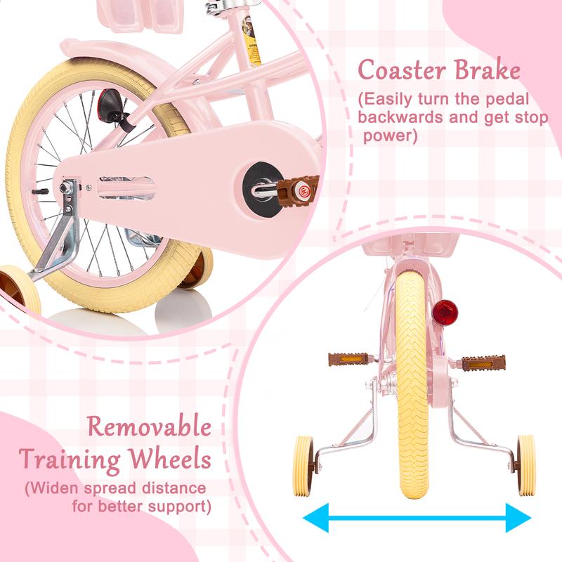 KORIMEFA Bike Toddlers and Kids, 12, 14, 16, 20 Inch Toddler & Kids Bike with Adjustable Seat & Handlebar, Training Wheels, Basket & Bell | Lightweight & Safe Design