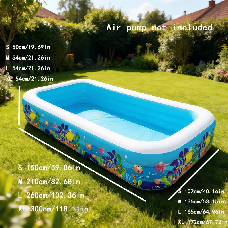 Large Inflatable Pool, Yard Relaxation Water Pool, Thickened Air Cushion Structure, Stable Support, Portable, Quick Inflate & Drain, Portable Swimming Pool