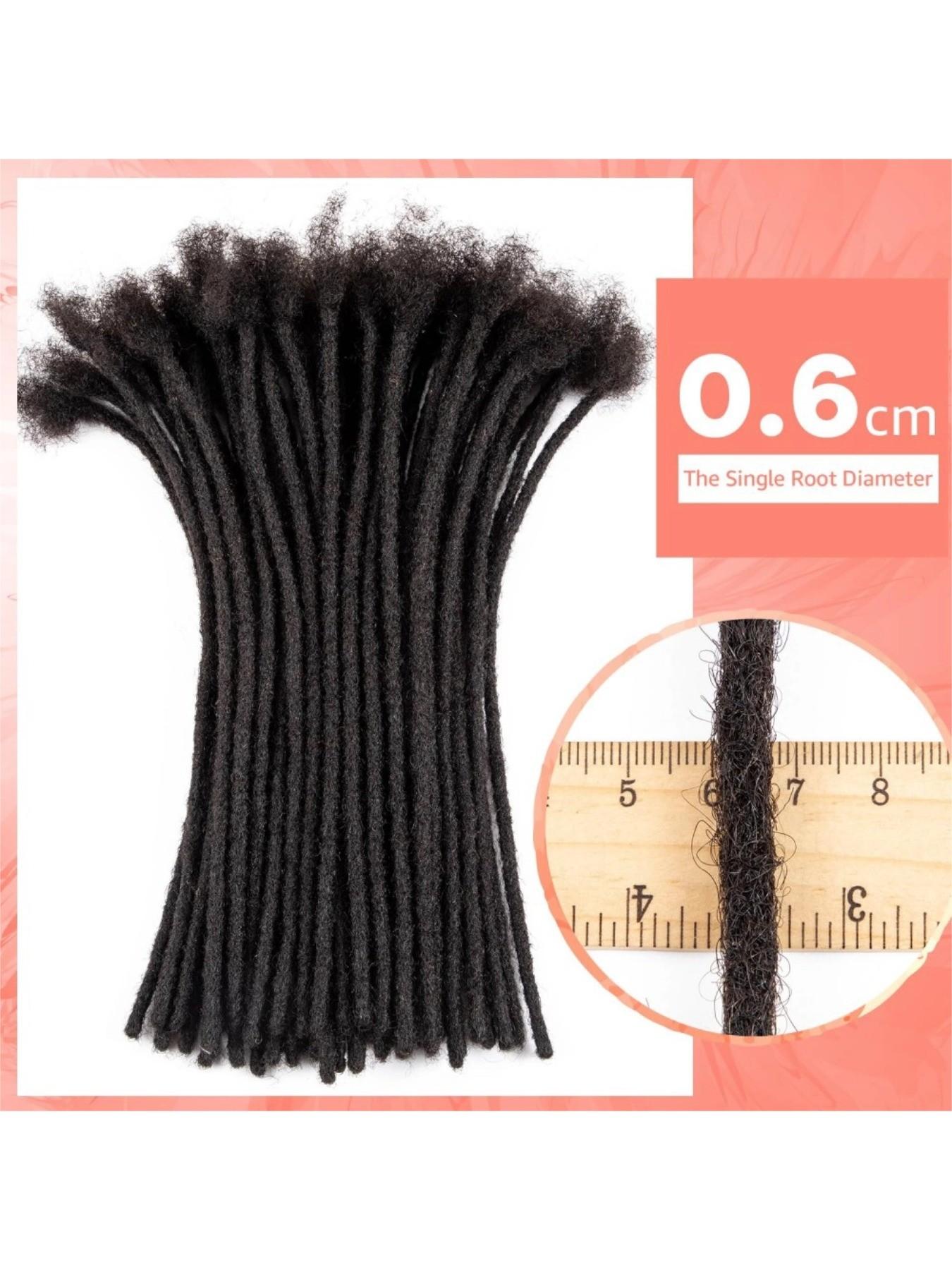 Interlocking Loc Extensions Human Hair for Women Men Full Handmade Permanent Dreads Locs, 0.6cm Width 100% Human Hair Dreadlock Extensions, Soft Human Hair Dreads Extensions, Natural Black (4-16 inch 10-100 Strands, 1B 0.6cm)