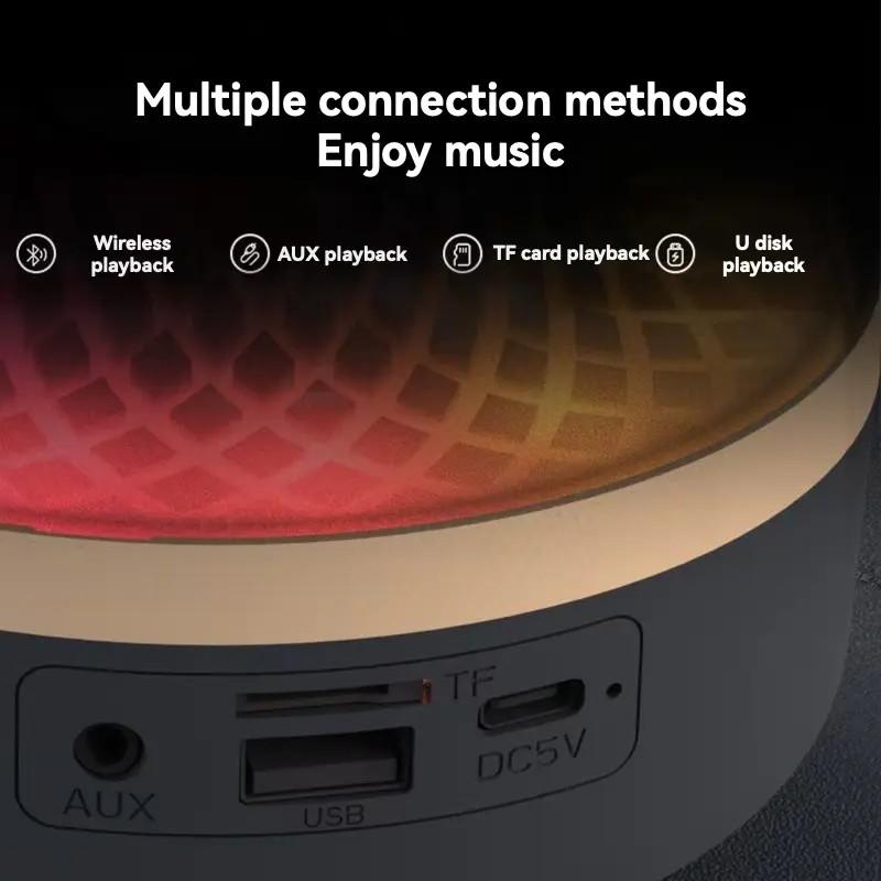 Compact Bluetooth-compatible Speaker, 360° Surround Sound, 7 LED Effects, USB Type-C, 500mah Battery, Wireless, Home Theater, Gift Ready